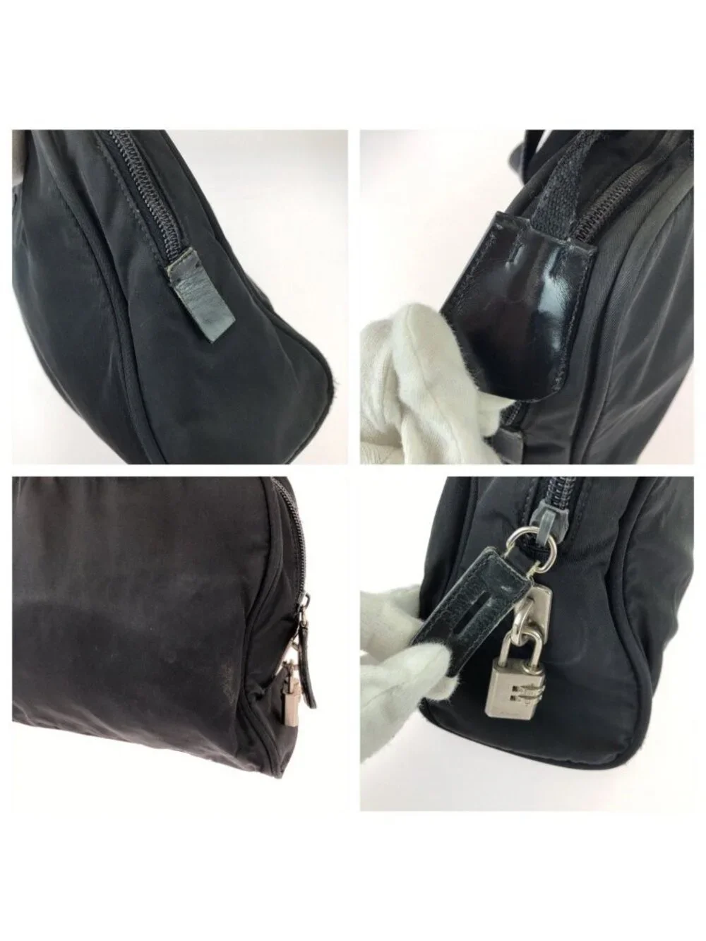 Prada Tessuto Black Silver Nylon Handbag